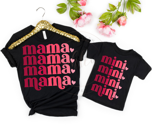 Mama and Mini 4 Stacked Valentine Matching Set