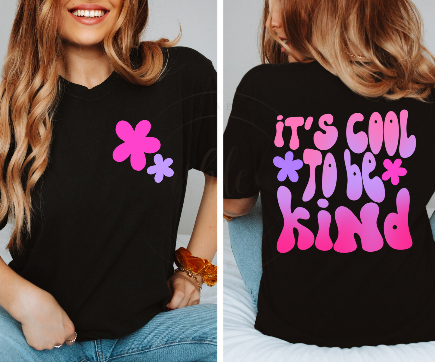 It's Cool To Be Kind Retro Floral Front and Back