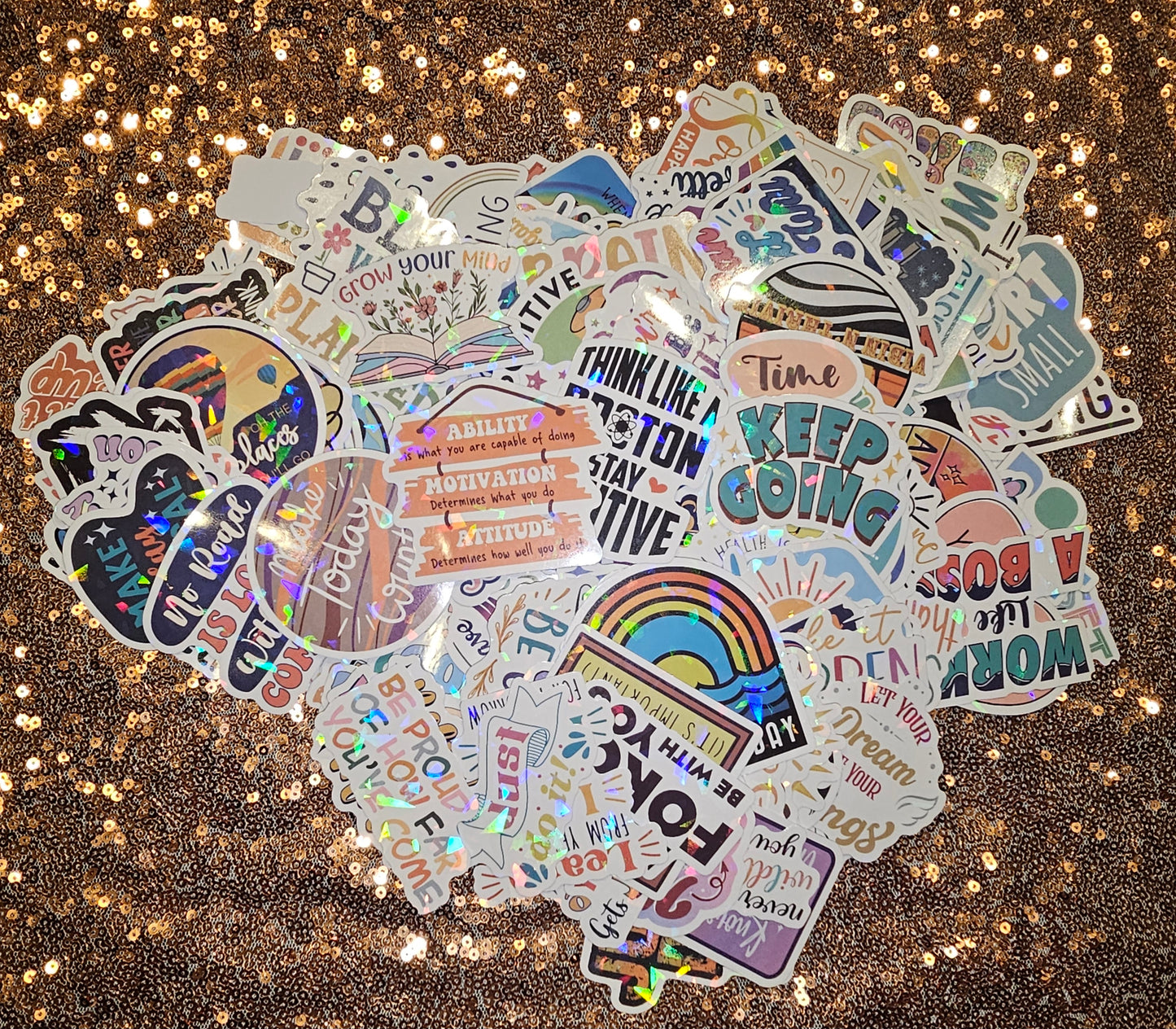 Rainbow Holographic Affirmation Mystery Sticker Packs