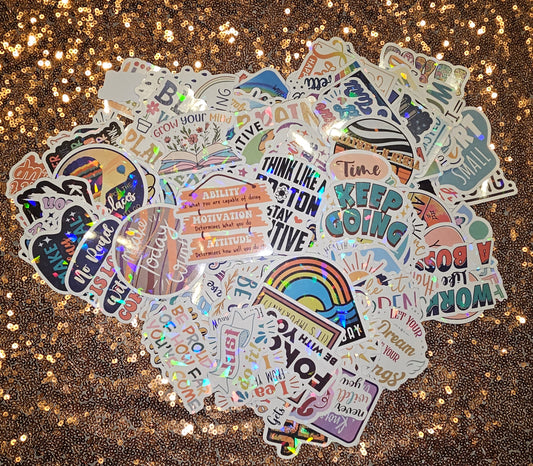 Rainbow Holographic Affirmation Mystery Sticker Packs