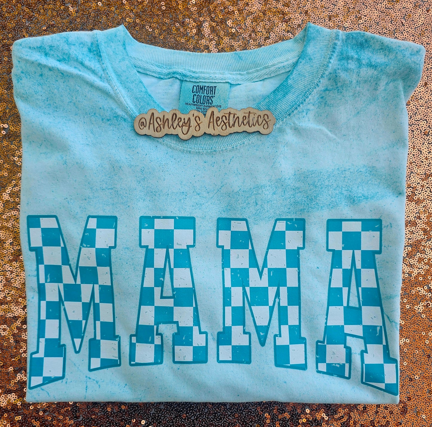 Teal Checkered Mama Color Blast