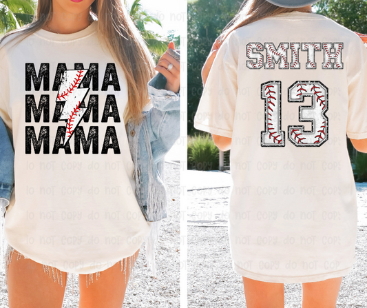 Distressed Baseball Mama with Name and Number Back