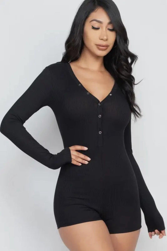 Long Sleeve Black Jordie Romper