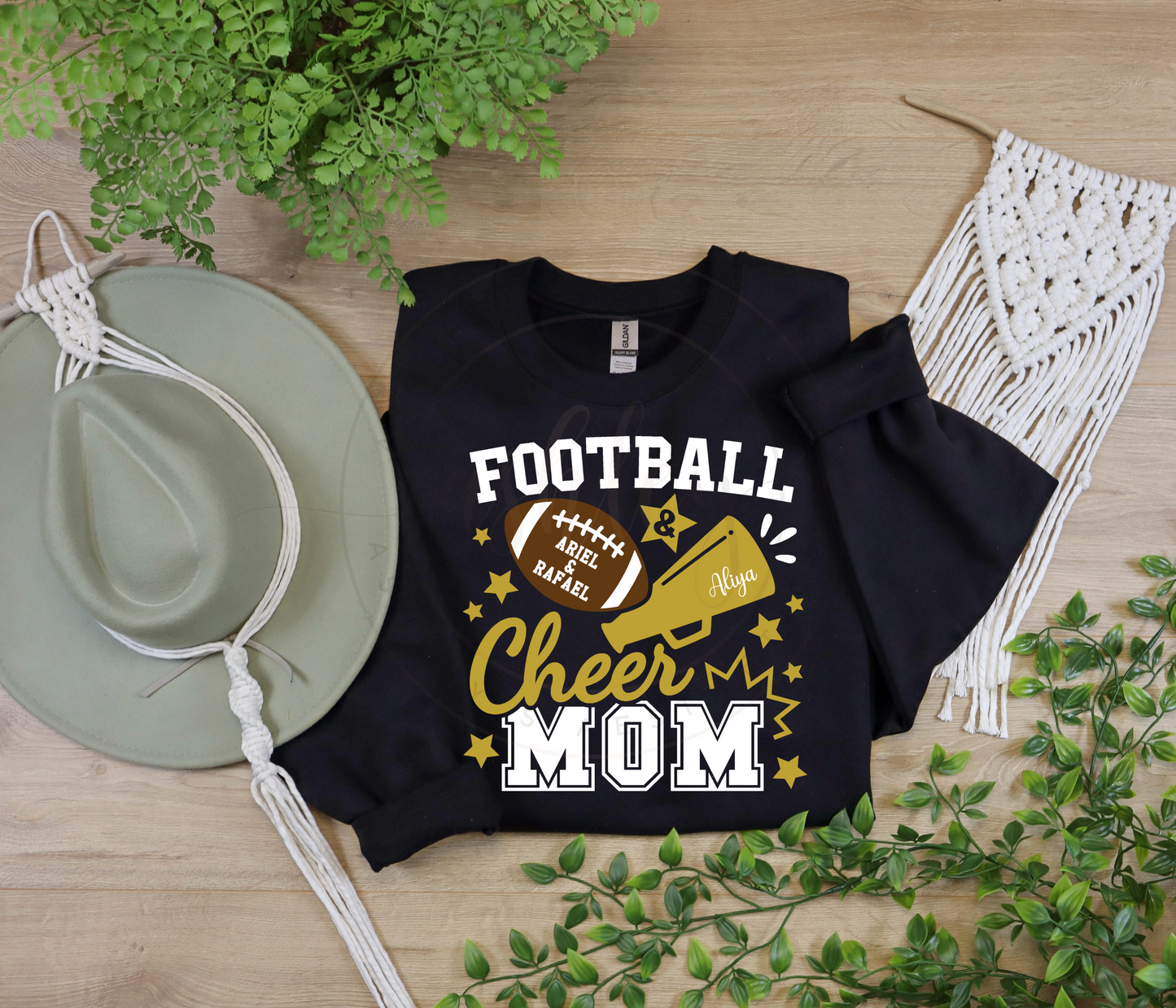 Football and Cheer Mom with Customizable Name Option