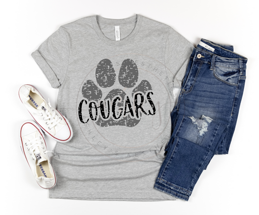 Cougars Distressed Paw Print