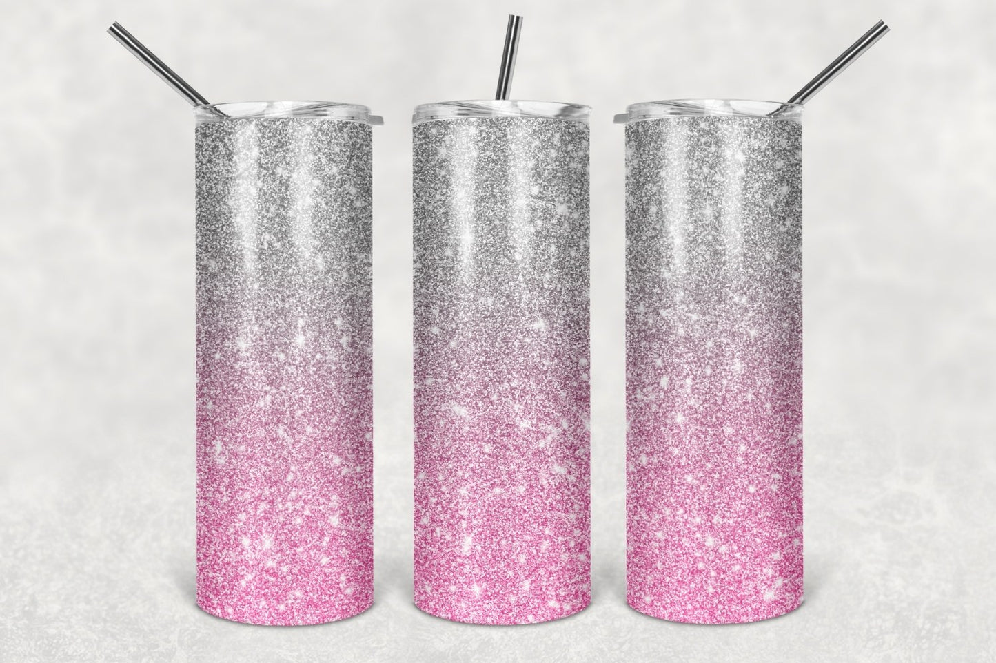 Pink and Grey Glitter Like Tumbler