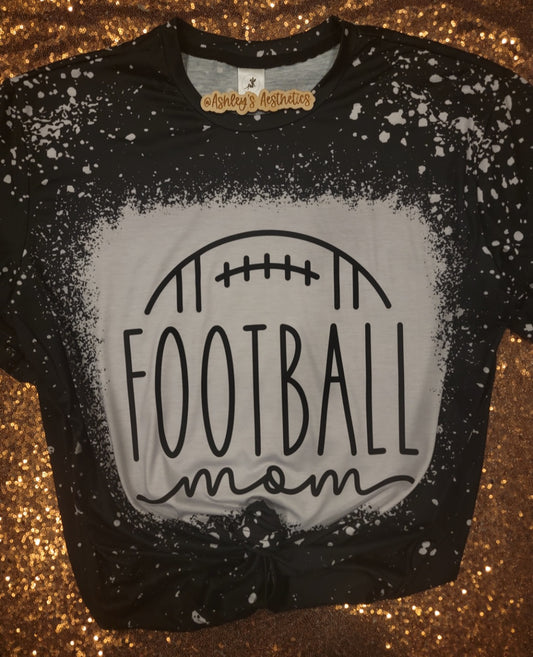 Football Mom Black Bleached