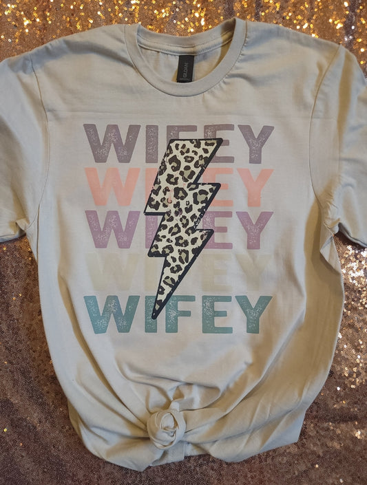 Distressed Wifey Cheetah Lightning Bolt