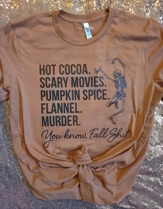 Hot Cocoa Scary Movies Pumpkin Spice Flannel Murder Fall Shit