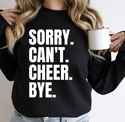 Sorry. Can't. Cheer. Bye.