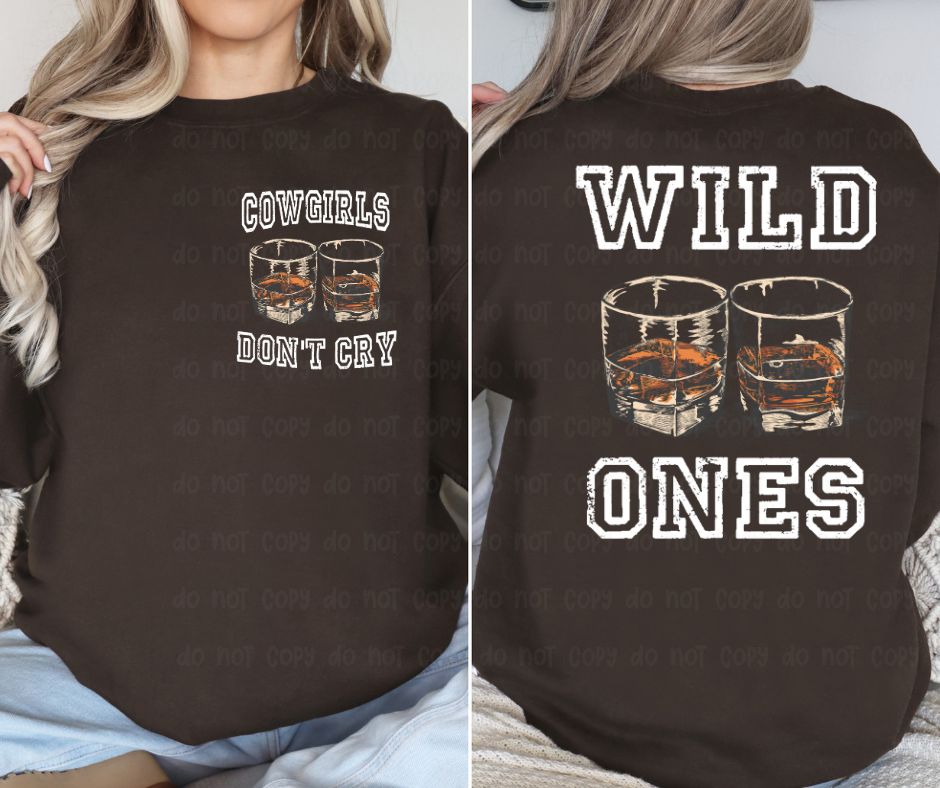 Cow Girls Don't Cry Wild Ones Whiskey Shots Pocket Logo and Back