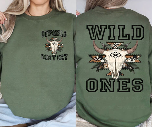 Cow Girls Don't Cry Wild Ones Pocket Logo and Back (Two Versions)