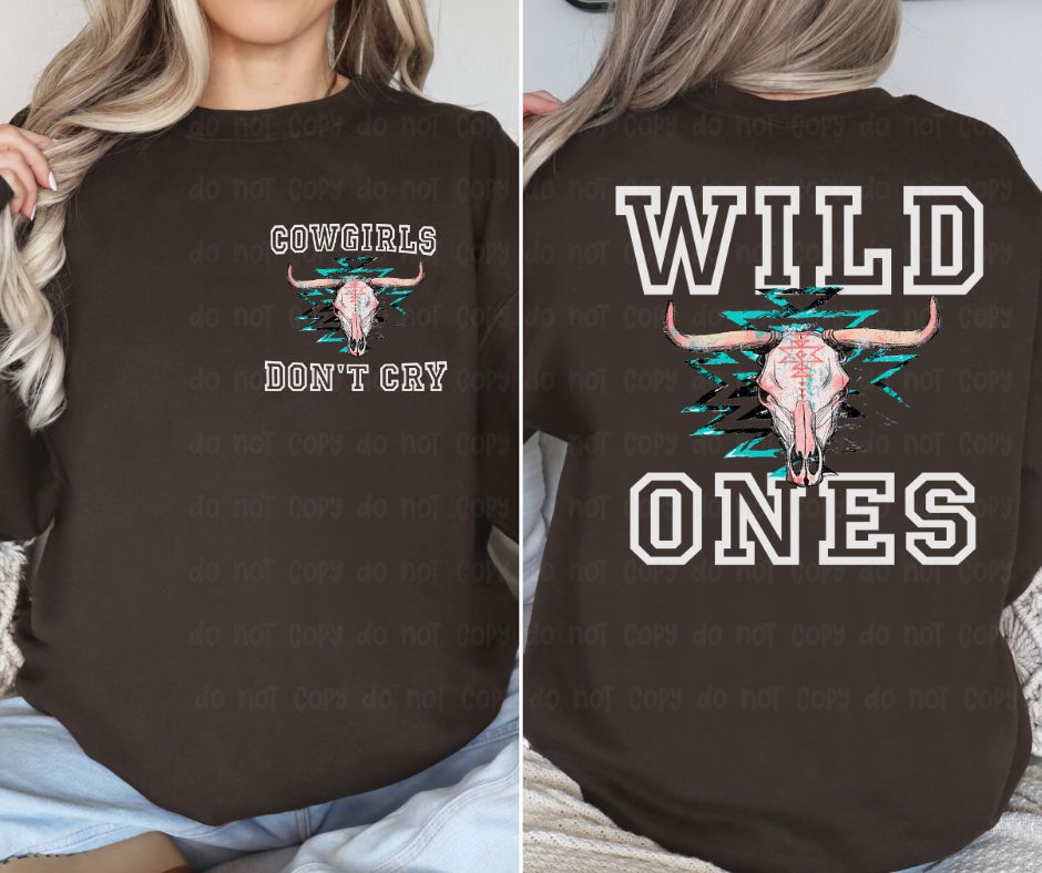 Cow Girls Don't Cry Wild Ones Pocket Logo and Back (Two Versions)