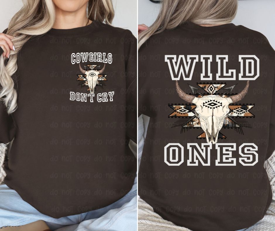 Cow Girls Don't Cry Wild Ones Pocket Logo and Back (Two Versions)