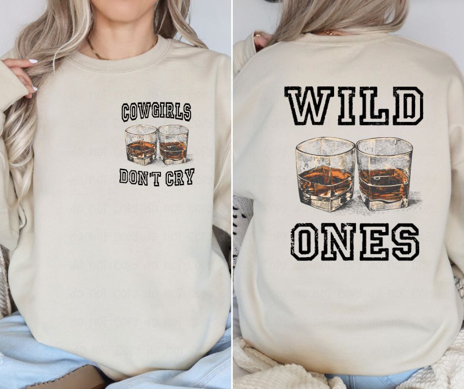 Cow Girls Don't Cry Wild Ones Whiskey Shots Pocket Logo and Back