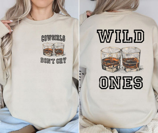 Cow Girls Don't Cry Wild Ones Whiskey Shots Pocket Logo and Back