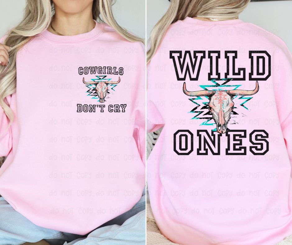 Cow Girls Don't Cry Wild Ones Pocket Logo and Back (Two Versions)