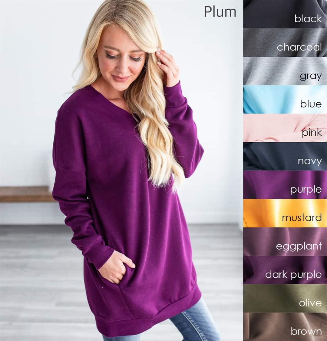 Oversized Tunic Sweatshirt with Pockets