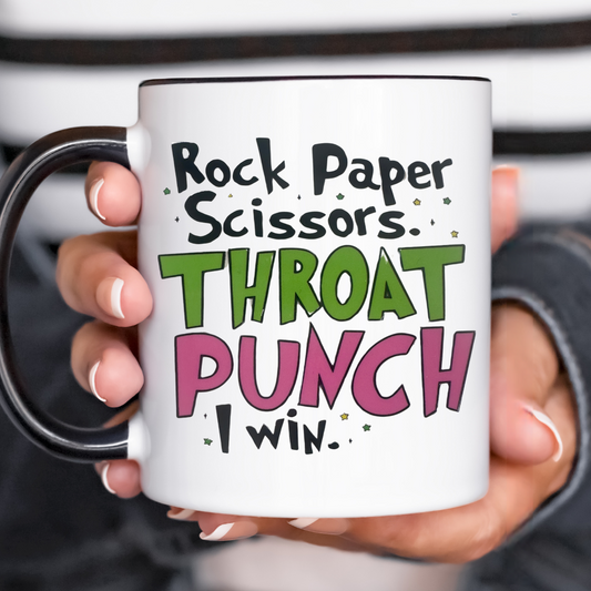 Rock Paper Scissors Throat Punch I Win UV Decal