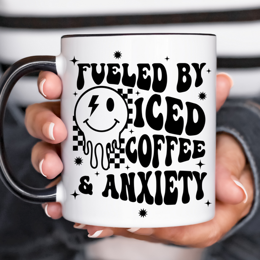 Fueled By Iced Coffee and Anxiety UV Decal