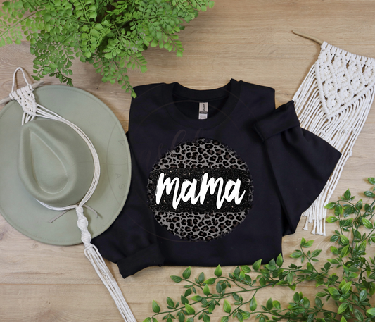 Mama Black Cheetah Print