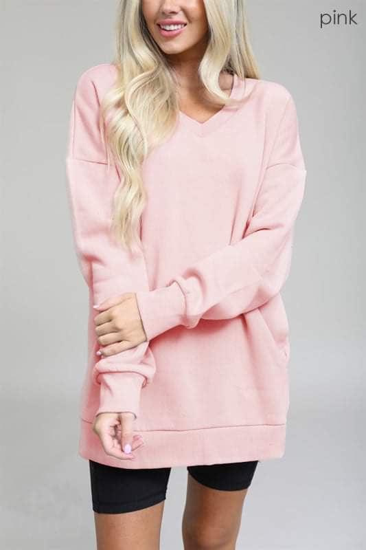 Oversized Tunic Sweatshirt with Pockets