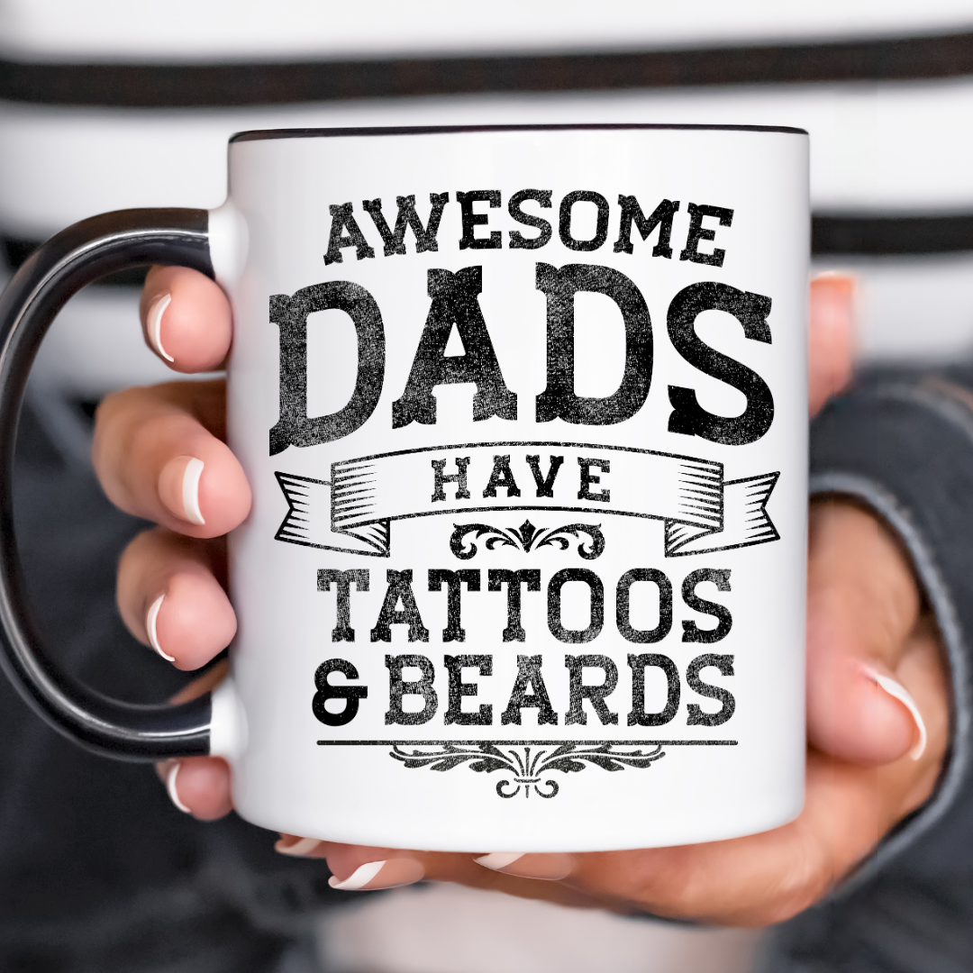 Awesome Dads Have Beards and Tattoos UV Decal