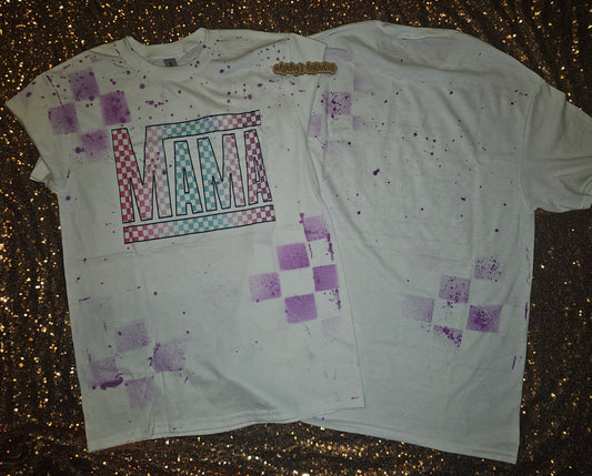 Mama Checkered Splatter Dye Tee