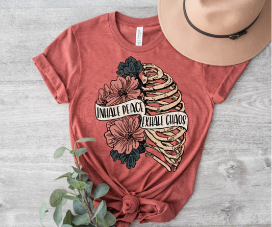 Floral Inhale Peace Exhale Chaos Rib Cage