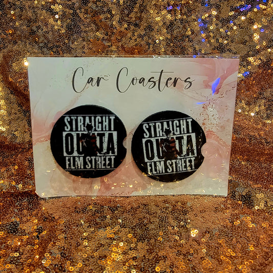 Straight Outta Elm Street Neoprene Car Coasters