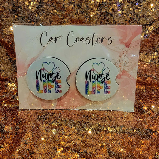 Nurse Life Tie Dye Neoprene Car Coasters