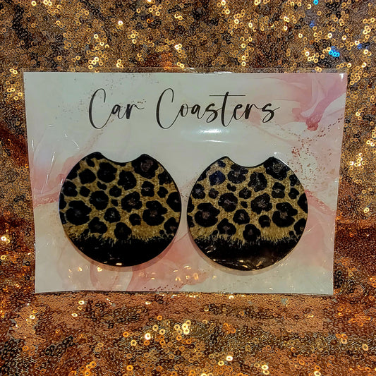 Leopard Print Neoprene Car Coasters