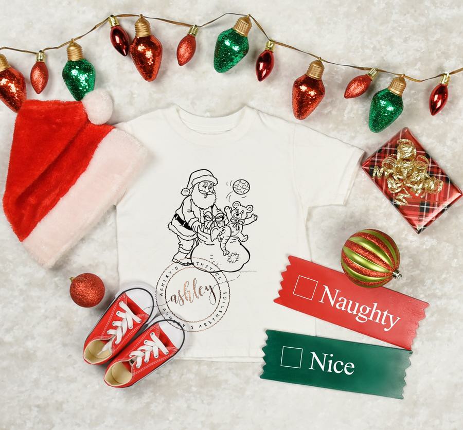 Santa and Presents Youth Coloring Tee