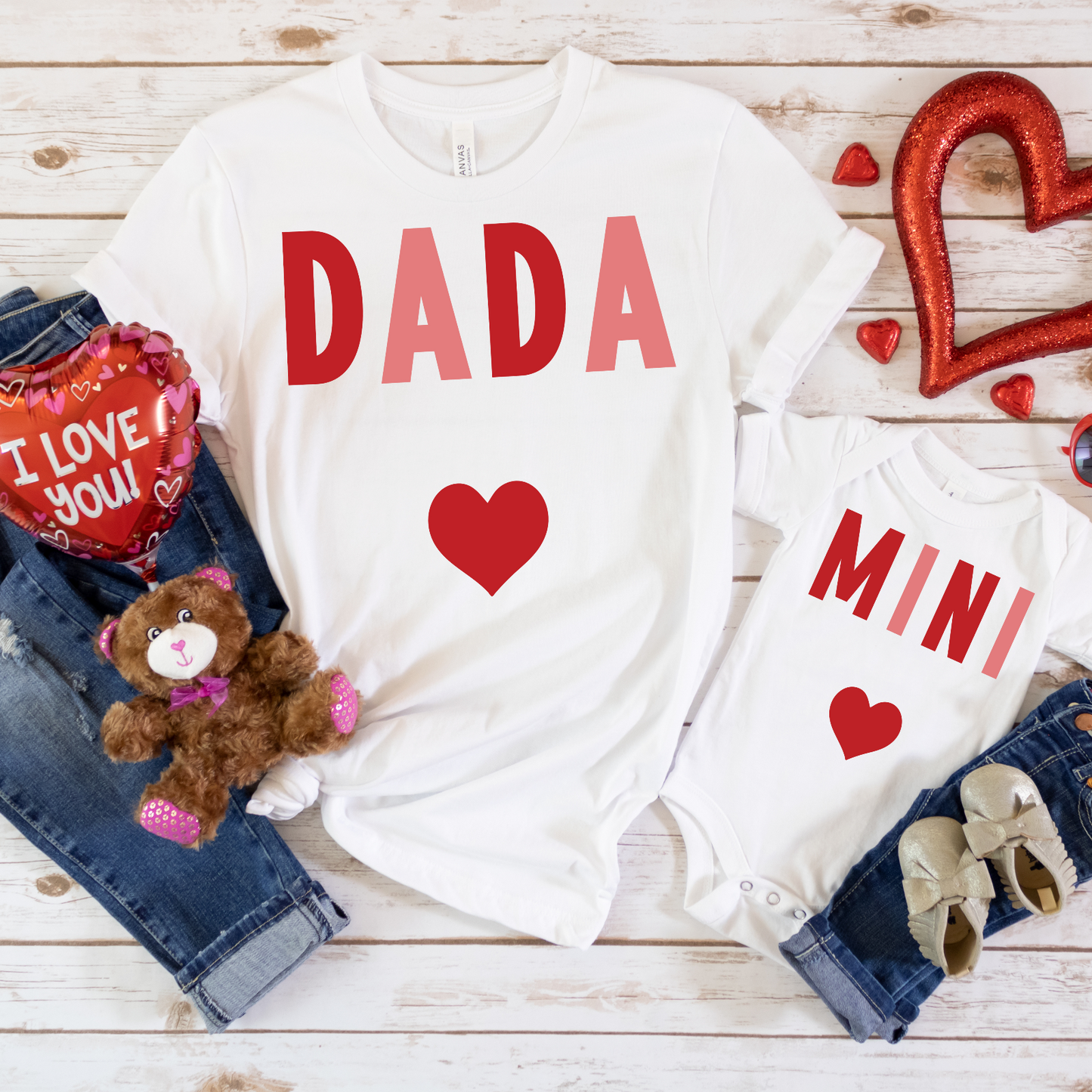 Valentine Mama Dada Mini Straight with Matching Options