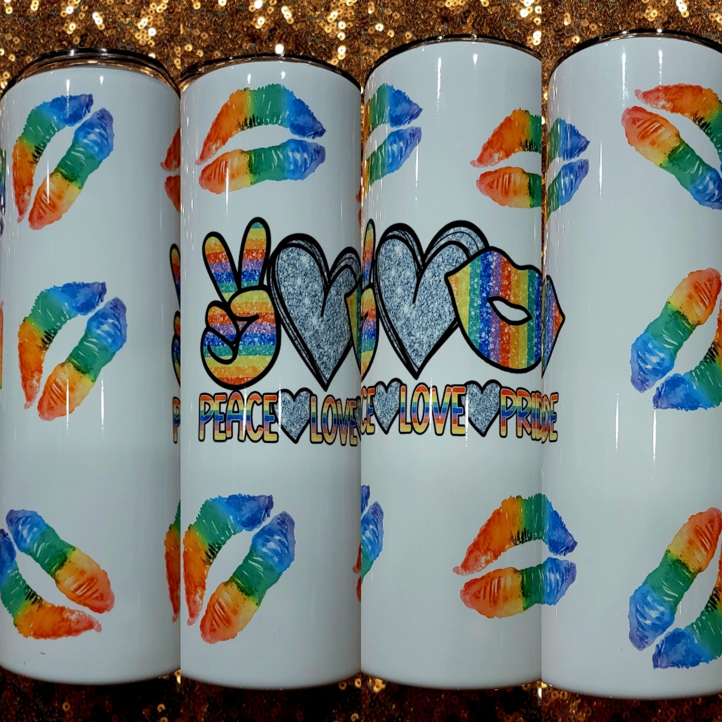 Peace Love Pride Rainbow Lip Tumbler