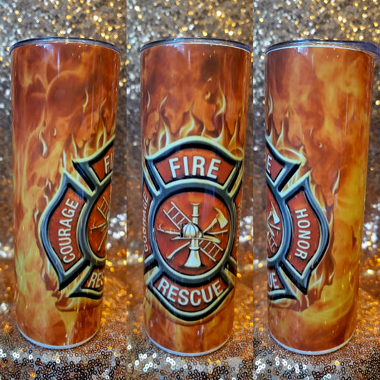 Firefighter Fire Flame Tumbler