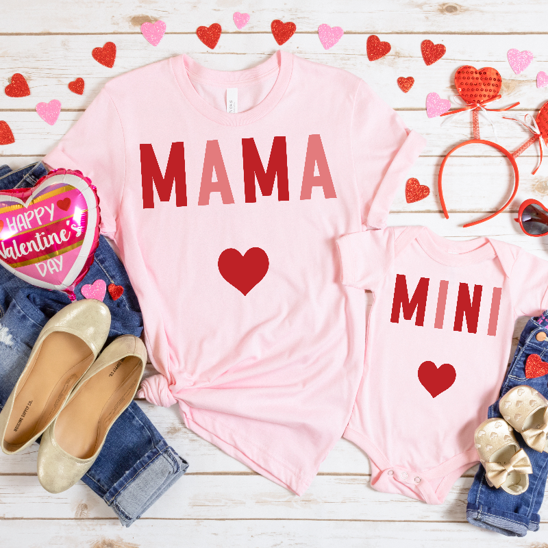 Valentine Mama Dada Mini Straight with Matching Options